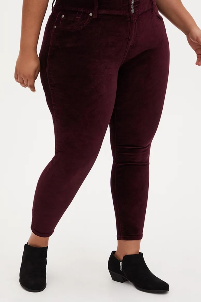 Torrid Velvet Jeggings Burgandy Velvet 22S